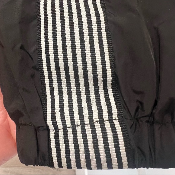 GARAGE Black and White Crop Windbreaker Jacket | Striped Sleeves | Size Small - Picture 8 of 10